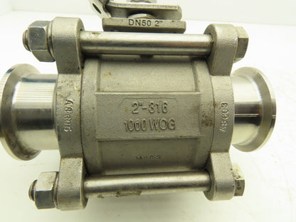 VNE EG90CC-6-2 2" 1000WOG 316 Stainless Sanitary Tri-clamp Ball Valve