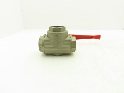Renus N/A 2" NPT Aluminum 3-Way Ball Valve Full Port