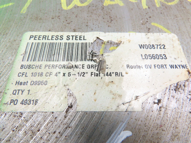 1018 Carbon Steel Rectangle Flat Block 4"x 5-1/2" x 74"  530Lbs