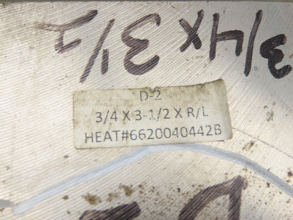 D2 Tool Steel Rectangle Bar 3/4"x 3-1/2" x 114" Oversize 95Lbs