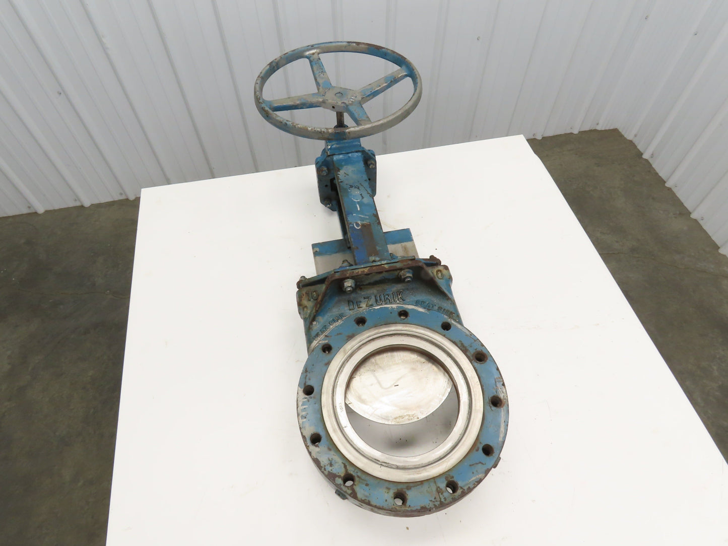 Dezurik 10" Knife Gate Valve 90 degree Crank Rising Stem **BAD SEAL**