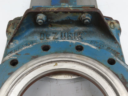 Dezurik 10" Knife Gate Valve 90 degree Crank Rising Stem **BAD SEAL**