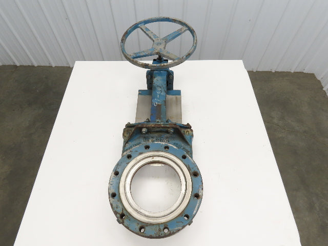 Dezurik 10" Knife Gate Valve 90 degree Crank Rising Stem **BAD SEAL**