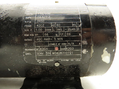 Baldor 33E173W248 AC Motor 1Hp 3450rpm 115/230v 1ph 42CZ TENV