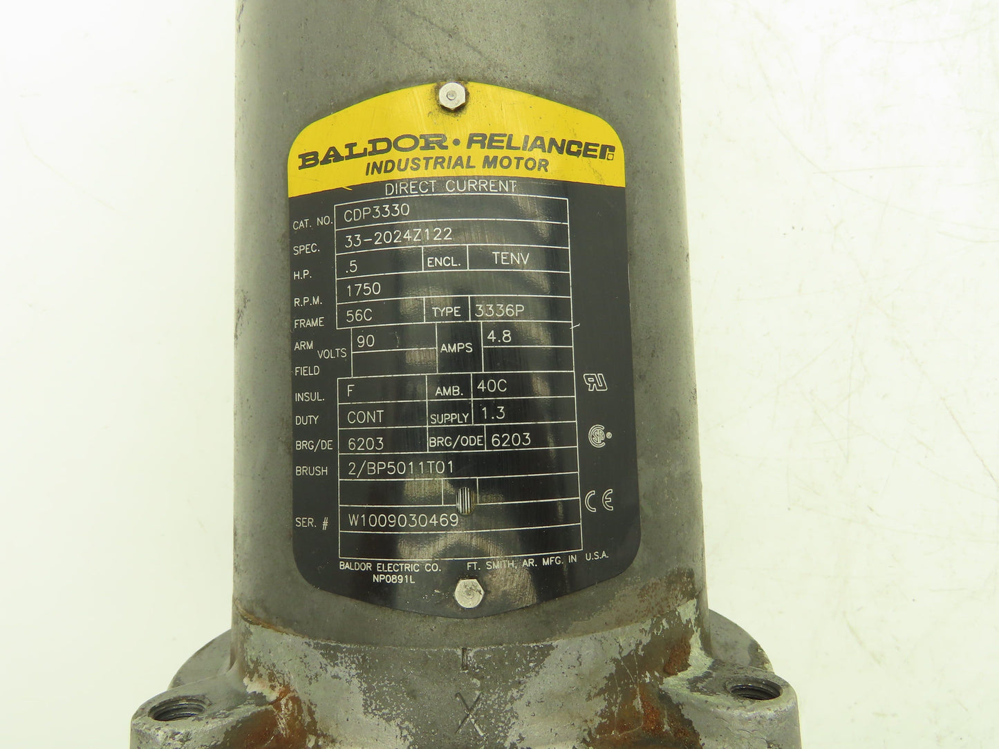 Baldor-Reliance CDP3330 90V DC Motor .5Hp 1750rpm 56C TENV
