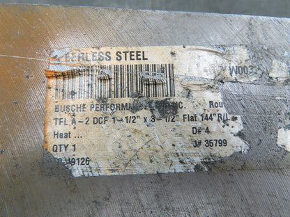 A2 Tool Steel Rectangle Flat Bar 1-1/2" x 3-1/2" x 91" Oversize 150Lbs