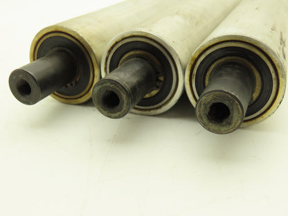 Aluminum Idler Conveyor Roller 1.9" Dia 49mm 18-7/8" Face 21-5/8"OAL  Lot of 3