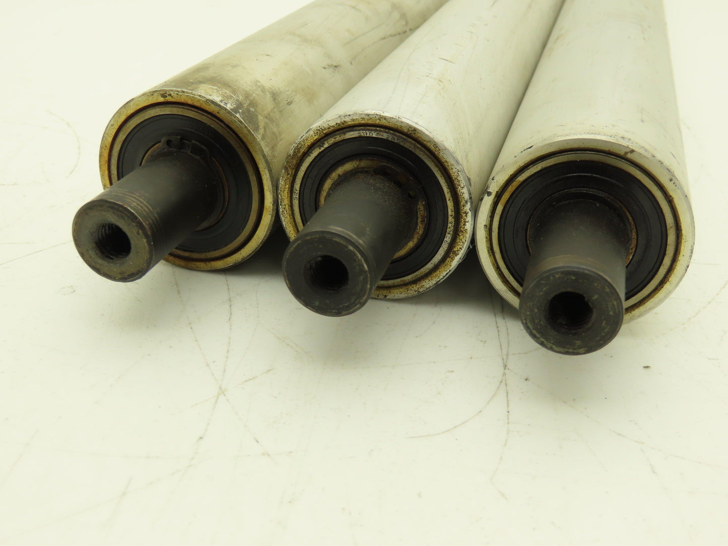 Aluminum Idler Conveyor Roller 1.9" Dia 49mm 18-7/8" Face 21-5/8"OAL  Lot of 3