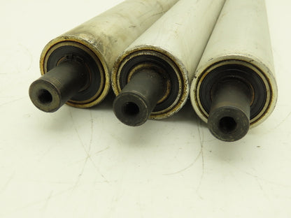 Aluminum Idler Conveyor Roller 1.9" Dia 49mm 18-7/8" Face 21-5/8"OAL  Lot of 3