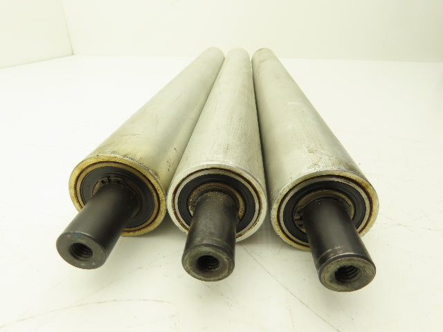 Aluminum Idler Conveyor Roller 1.9" Dia 49mm 18-7/8" Face 21-5/8"OAL  Lot of 3