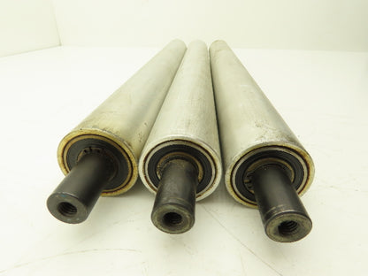 Aluminum Idler Conveyor Roller 1.9" Dia 49mm 18-7/8" Face 21-5/8"OAL  Lot of 3