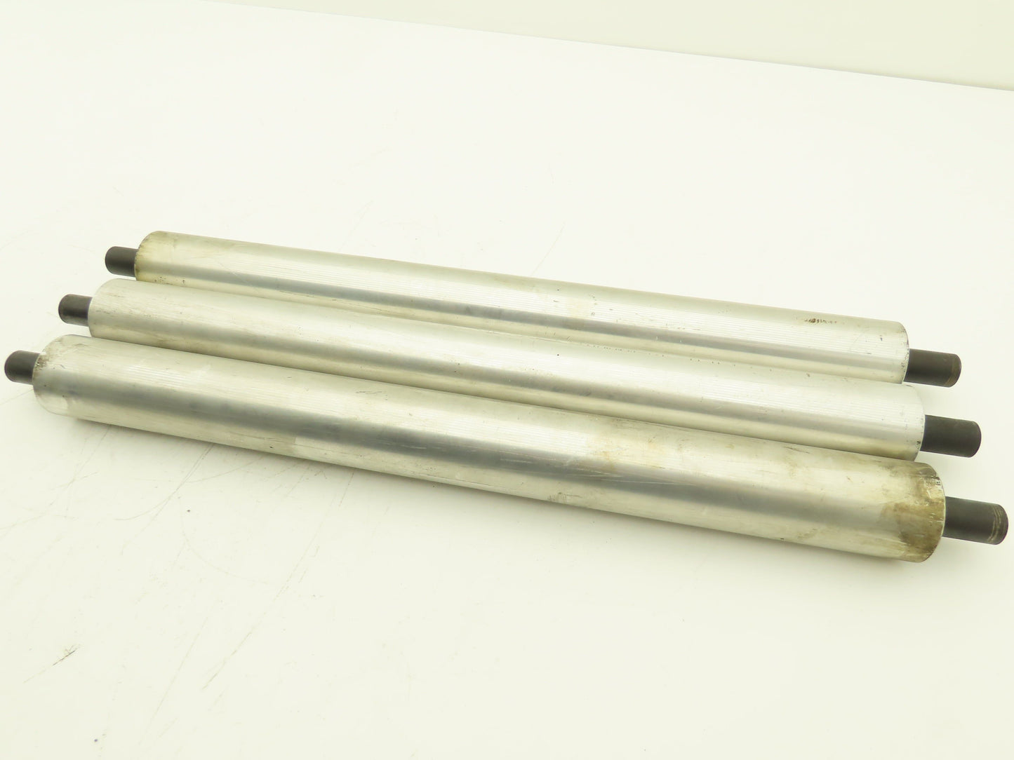 Aluminum Idler Conveyor Roller 1.9" Dia 49mm 18-7/8" Face 21-5/8"OAL  Lot of 3