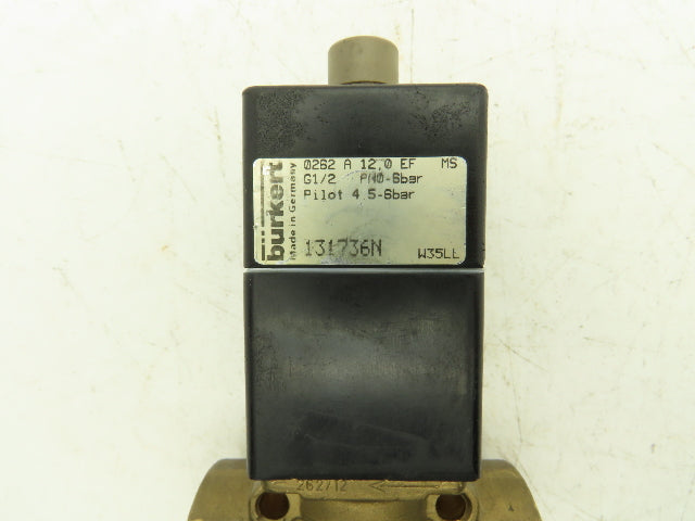 Burkert 0262 Pneumatically Operated Valve 2 Position 2 port 65 to 87psi G1/2"
