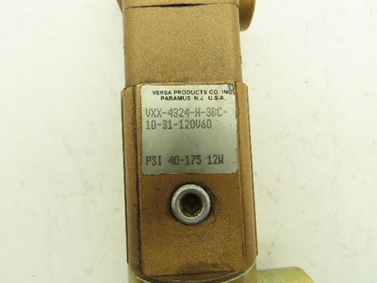 Versa VXX-4324-H-3BC-10-31-120V Pneumatic Solenoid Valve 4-Way 3-Pos 1/4"npt