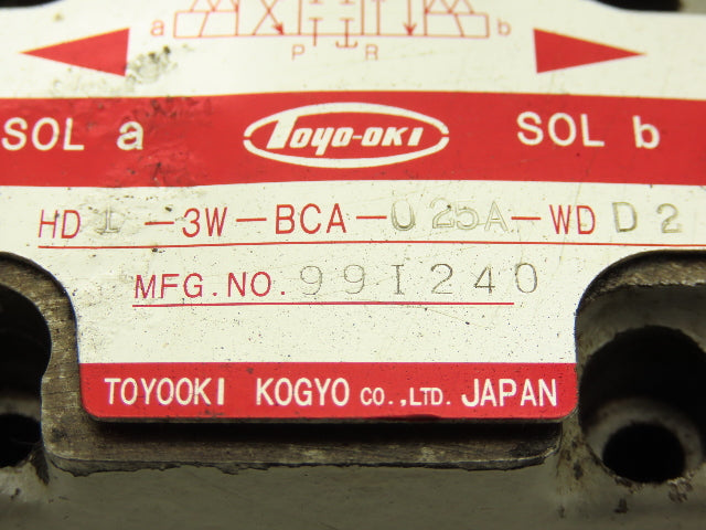 Toyooki Kogyo HD-3W-BCA-025A-WDD2 Hydraulic Directional Solenoid Valve 24VDC