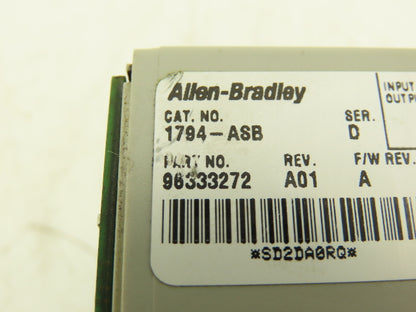 Allen Bradley 1794-ASB Power Supply Ser D Rev A01 F/W Rev A 24VDC In 5VDC Out