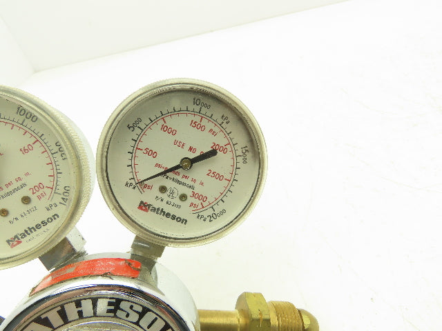 Matheson 1H-590 Gas Regulator Dual Gauge 2500 PSIG