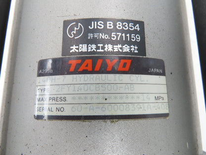 Taiyo 140H-7 Metric Hydraulic Cylinder 140mm Bore 500mm Stroke 14Mpa 2000psi