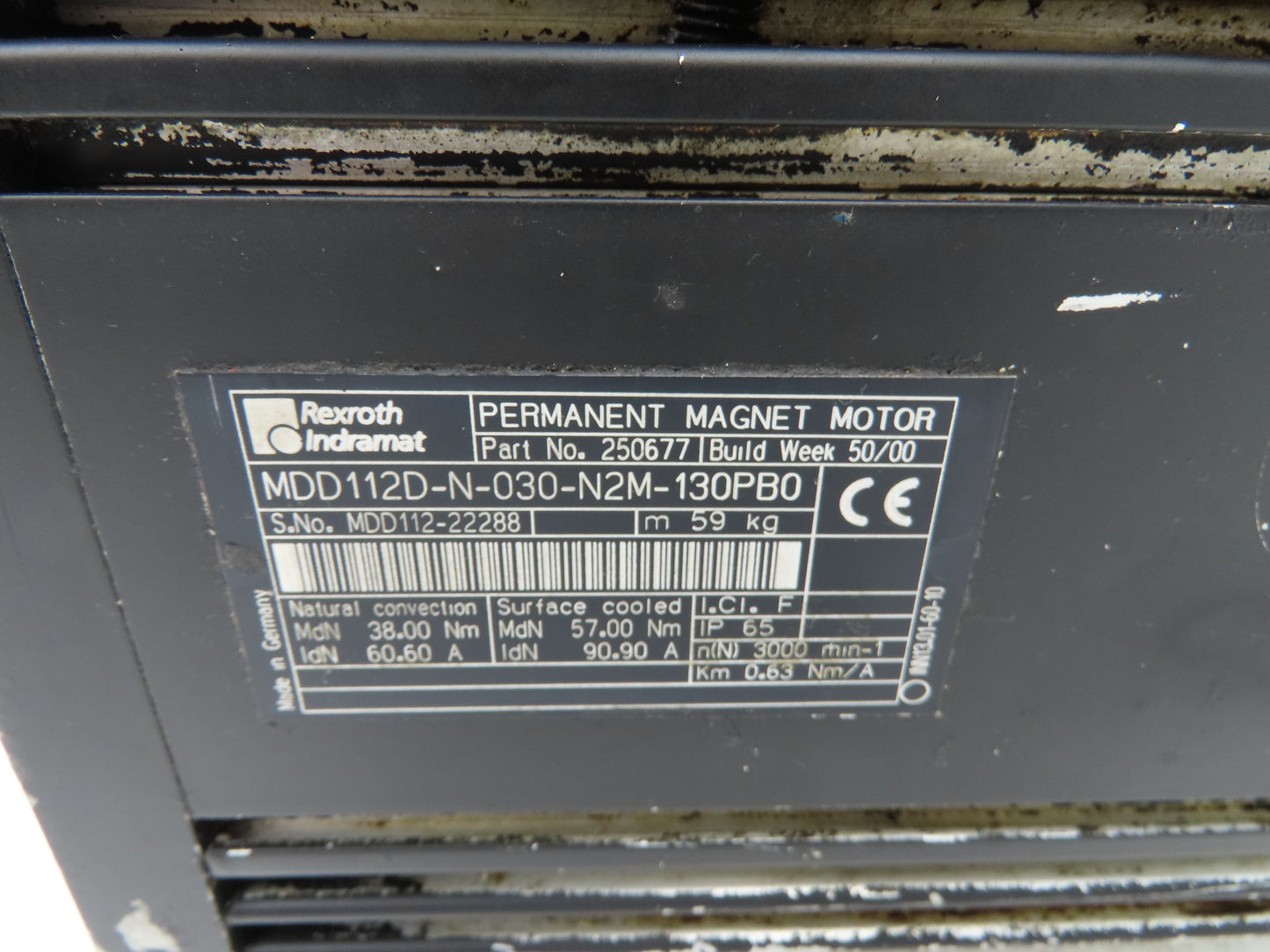 Rexroth Indramat MDD112D-N-030-N2M-130PB0 Permanent Magnet Servo Motor 3000 RPM