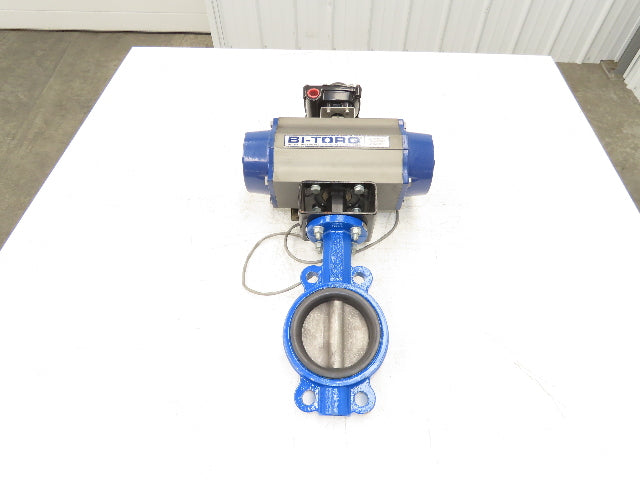 Bi-Torq Pneumatic Actuated 4" Butterfly Valve 4-Lug 316SS Disc & Limit Switch