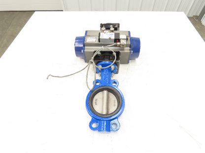Bi-Torq Pneumatic Actuated 4" Butterfly Valve 4-Lug 316SS Disc & Limit Switch