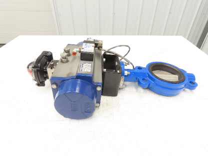 Bi-Torq Pneumatic Actuated 4" Butterfly Valve 4-Lug 316SS Disc & Limit Switch