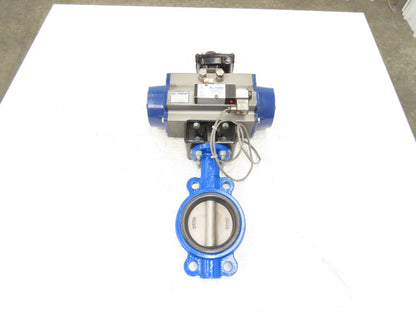 Bi-Torq Pneumatic Actuated 4" Butterfly Valve 4-Lug 316SS Disc & Limit Switch