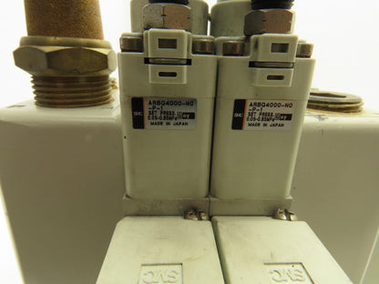 SMC VQ4100-5 Pneumatic Solenoid 2-Station Manifold w/2 Valves and Regulators