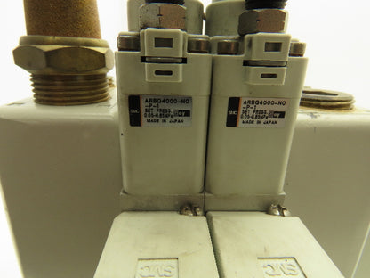 SMC VQ4100-5 Pneumatic Solenoid 2-Station Manifold w/2 Valves and Regulators
