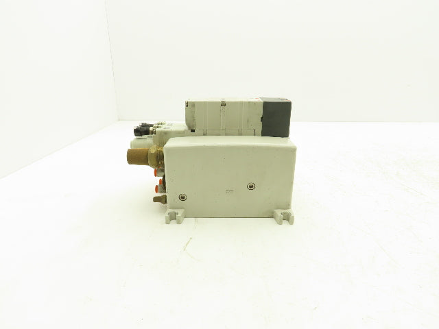 SMC VQ4100-5 Pneumatic Solenoid 2-Station Manifold w/2 Valves and Regulators