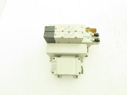 SMC VQ4100-5 Pneumatic Solenoid 2-Station Manifold w/2 Valves and Regulators