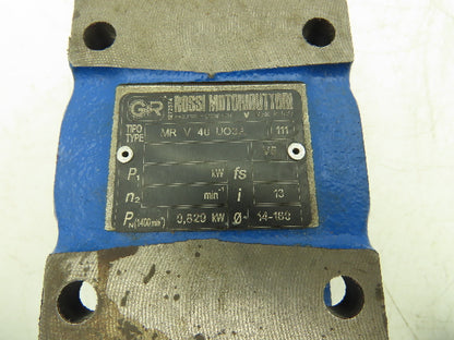 Rossi MRV-40-UO3A Worm Gearbox 13:1 Reducer .82kw 108rpm Hollow Shaft IEC 71