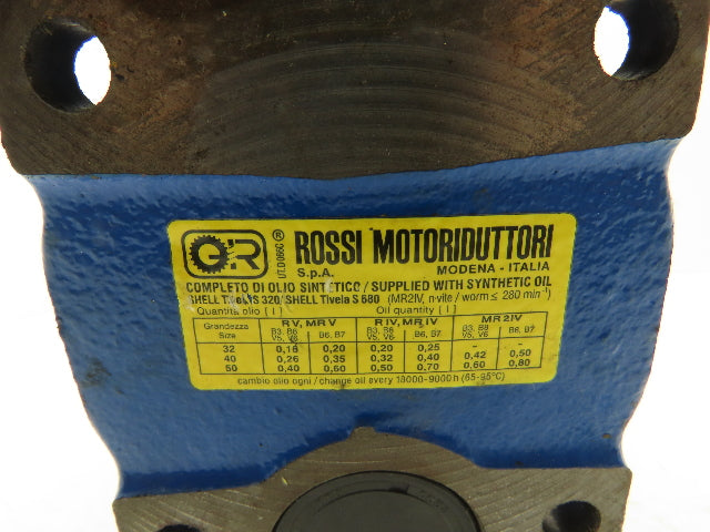 Rossi MRV-40-UO3A Worm Gearbox 13:1 Reducer .82kw 108rpm Hollow Shaft IEC 71