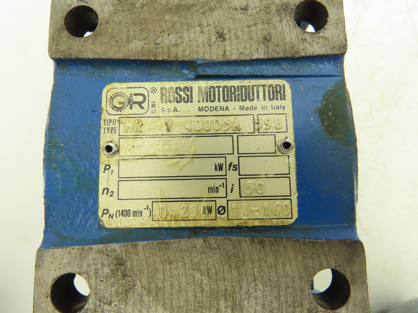 Rossi MRV-40-UO3A Worm Gearbox 50:1 Reducer .23kw 28rpm Hollow Shaft IEC 71