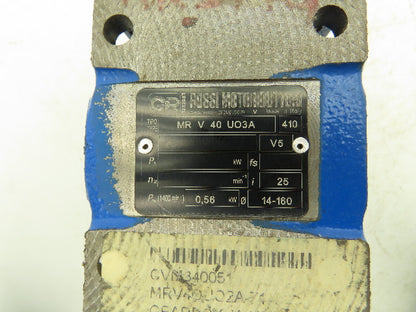 Rossi MRV-40-UO3A Worm Gearbox 25:1 Reducer .55kw 56rpm Hollow Shaft IEC 71