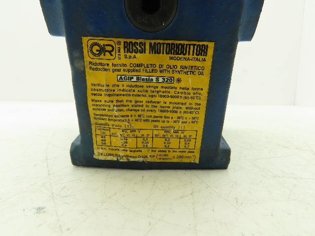 Rossi MRV-40-UO2A Worm Gearbox 25:1 Reducer .45kw 56rpm Hollow Shaft IEC 71