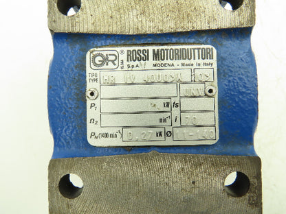 Rossi MR-IV-40-UO3A Worm Gearbox 70:1 Reducer .27kw 20rpm Hollow Shaft IEC 63