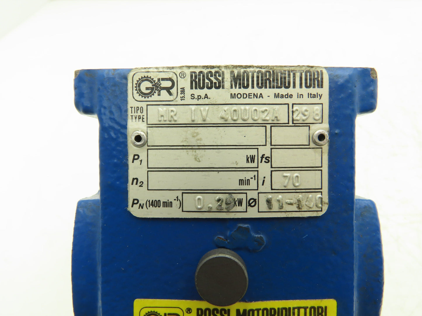 Rossi MR-IV-40-UO2A Worm Gearbox 70:1 Reducer .25kw 20rpm Hollow Shaft IEC 63