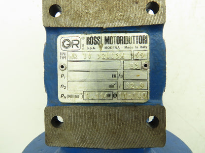 Rossi MR-IV-32-UO3A Worm Gearbox 82.9:1 Reducer .11kw 17rpm Hollow Shaft IEC 63