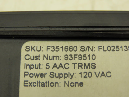 Simpson F351660 Display ACA Panel Meter 120VAC 5 AAC 4-Digit 7-Segment