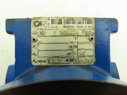 Rossi MRV-50-UO2A Worm Gearbox 40:1 Reducer .5kw 35rpm Hollow Shaft IEC 71