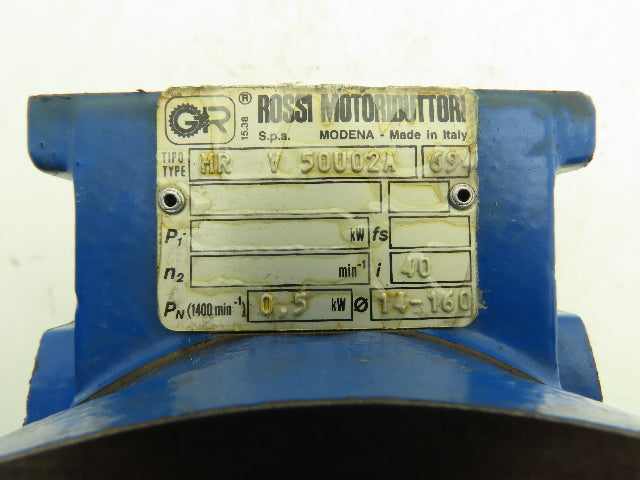 Rossi MRV-50-UO2A Worm Gearbox 40:1 Reducer .5kw 35rpm Hollow Shaft IEC 71