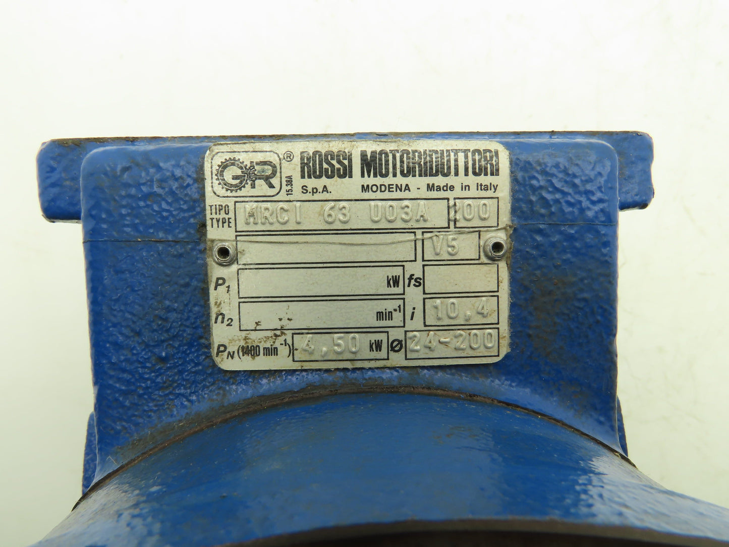 Rossi MRCI 63 UO3A Worm Gearbox 10.4:1 Reducer 4.5kw 135rpm Hollow Shaft IEC 90