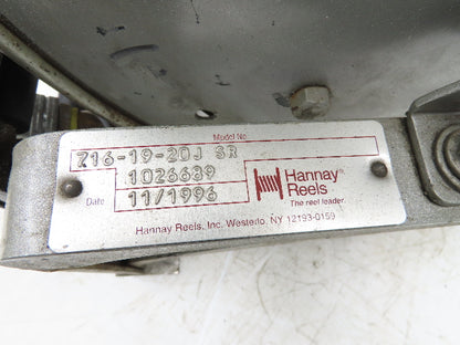 Hannay Reels 716-19-20J SR Retractable Industrial Air Hose Reel 1/2" X 41'