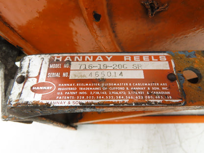 Hannay Reels 716-19-20C SR Retractable Industrial Air Hose Reel 1/2" X 52'