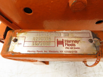 Hannay Reels 716-19-20J SR Retractable Industrial Air Hose Reel 1/2" X 54'