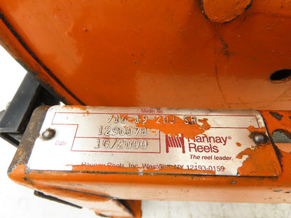 Hannay Reels 716-19-20J SR Retractable Industrial Air Hose Reel 1/2" X 40'
