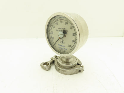 Chicago Stainless 3S-D-2U-GF-BT-SS Sani-Flow Pressure Gauge 0-100psi 2-1/4"
