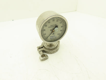 Chicago Stainless 3S-D-2U-GF-BT-SS Sani-Flow Pressure Gauge 0-100psi 2-1/4"