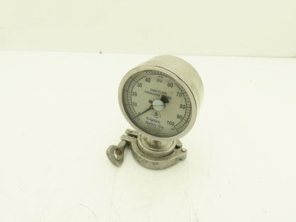 Chicago Stainless 3S-D-2U-GF-BT-SS Sani-Flow Pressure Gauge 0-100psi 2-1/4"